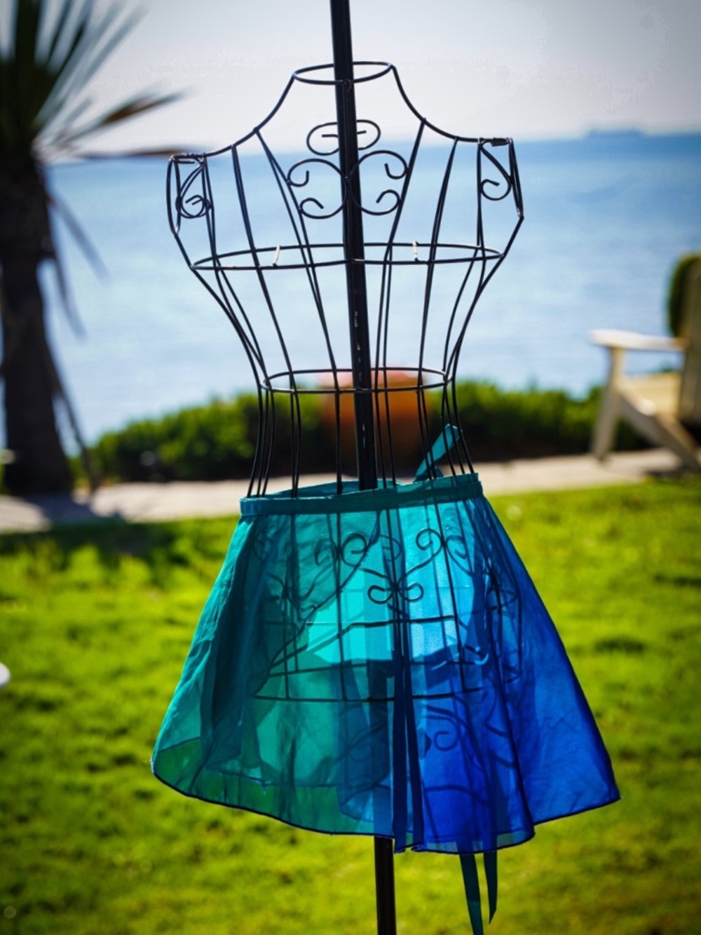 Ombré Chiffon Ballet Wrap Skirt - Teal to Royal Blue - One Size